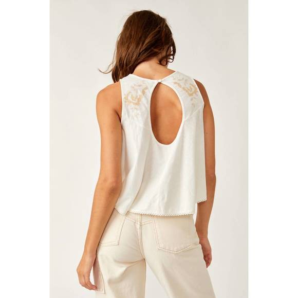 NEW FREE PEOPLE fun and flirty embroidery top in ivory combo - Picture 3 of 4